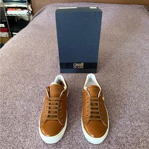 Cavalli Class Men's Brown Sneakers with White Soles